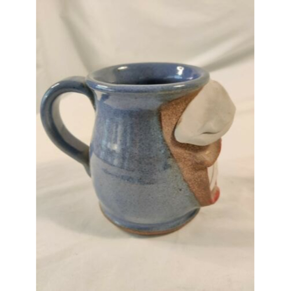 VTG Silly Ugly Face 3D Mug Signed KIM Big Teeth Red Lip Stoneware Art Pottery - Picture 3 of 6